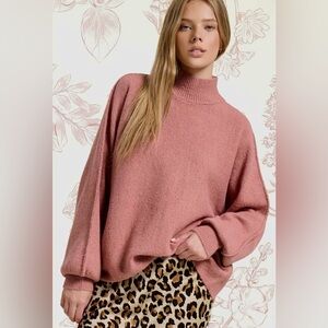 144. Mock neck, Deep Rose